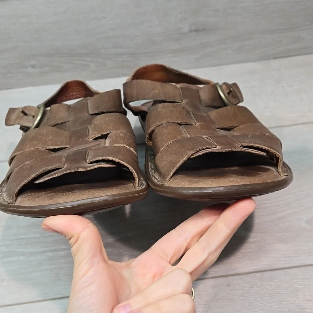 Born Mens Ankle Leather Fisherman Sandals shoes sz 10M